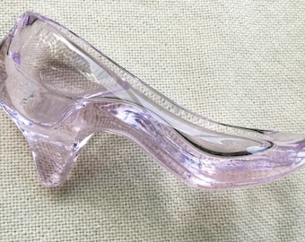 Glass Shoe; Cinderella's Glass Slipper; Collectible Pale Pink Glass Shoe