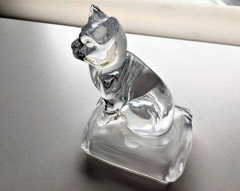 Vintage Glass Cat Figurine|Clear Glass Kitty Cat|Cat Figurine|Art & Collectibles|Collectibles|Glass Art|Figurines