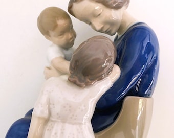Vintage Bing and Grondahl Figurine; Mother and Children; A Mother's Love; Danish B & G Porcelain; #2262; Made in Denmark