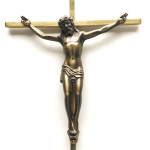 Elegant Wall Cross, Vintage Crucifix, Wall Decor, Solid Brass Cross, Religion and Faith