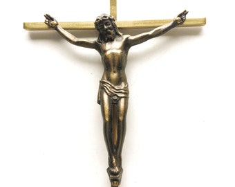 Elegant Wall Cross, Vintage Crucifix, Wall Decor, Solid Brass Cross, Religion and Faith