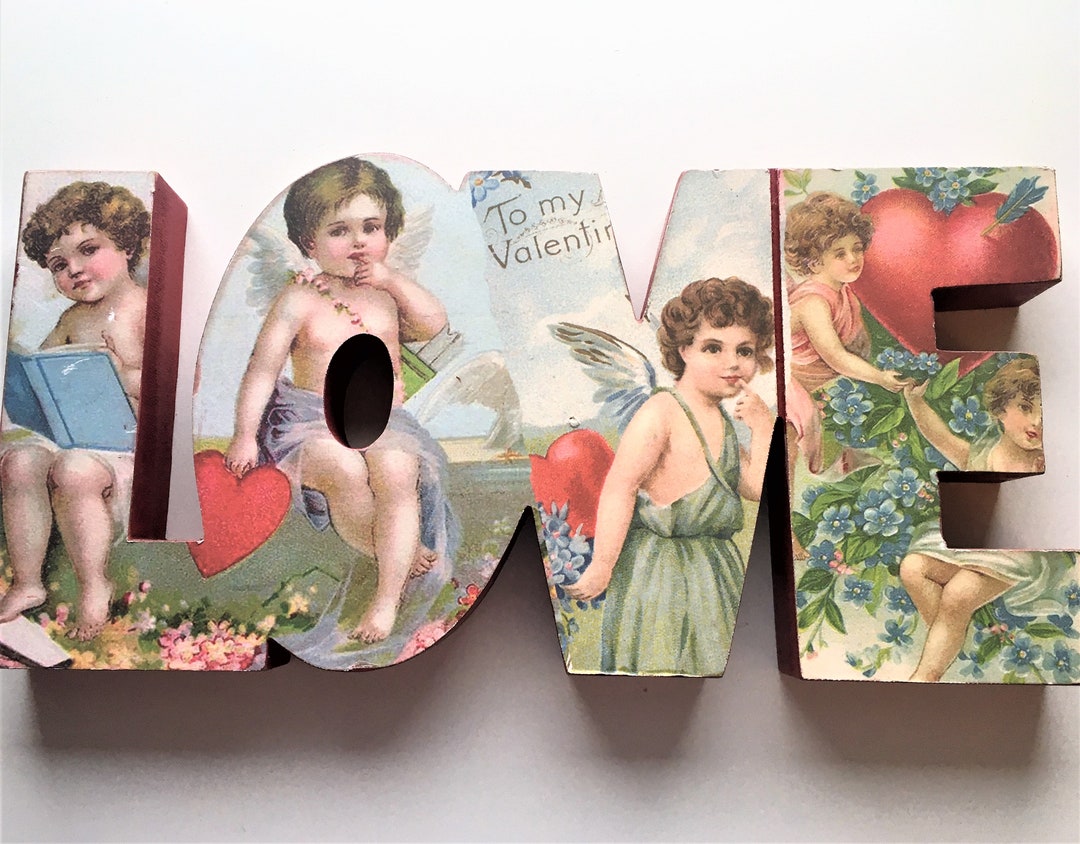 Vintage LOVE Signfreestanding LOVE Signvalentine's Day Giftdecoupaged