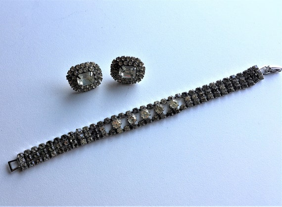 Vintage Jewelry Set|Rhinestone Bracelet and Earri… - image 3