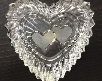 Crystal Heart Jewelry or Trinket Box; Leaded Crystal; Original Label; Made in Yugoslavia