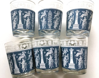 Vintage Shot Glasses|Wedgwood Blue Jeanette Glass|Set of Six|Corinthian Design Cordial Glasses|After Dinner Drinks|Excellent Condition