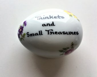 Limoges Egg Trinket Box|Vintage Porcelain Egg Treasure Box|Collectible Egg|Fine Porcelain|Ring Box|Floral Pattern|Made in France