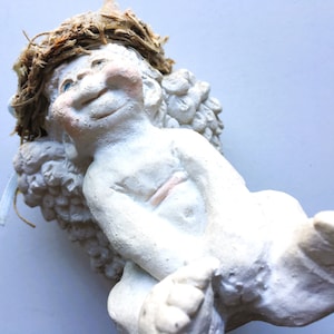 Vintage Dreamsicle Cherub Figurine, Baby Smiling Cherub, Signed by Kristin, Angel Collection, Dreamsicle Collection, Angel Figurine|, 1980&#39;s