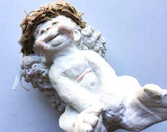 Vintage Dreamsicle Cherub Figurine|Baby Smiling Cherub|Signed by Kristin|Angel Collection|Dreamsicle Collection|Angel Figurine|1980's
