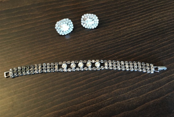Vintage Jewelry Set|Rhinestone Bracelet and Earri… - image 1