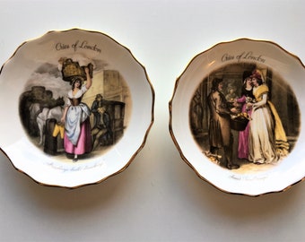 Tuscan Fine English Bone China|18th Century Street Sellers|English Collectible Plates|Set of Two Small Plates|Made in England