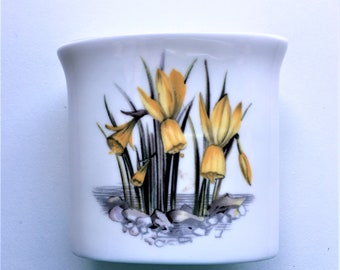 Vintage Royal Worcester Toothpick Holder, Spring Flowers, Daffodils and Crocus, Fine Bone China, Made in England