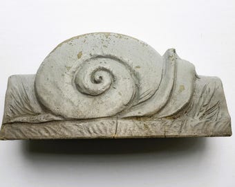 Cement Snail; Distressed Cement Garden Statue; Handcrafted Sculpture