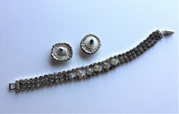 Vintage Jewelry Set|Rhinestone Bracelet and Earri… - image 5