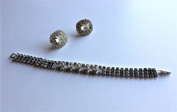 Vintage Jewelry Set|Rhinestone Bracelet and Earri… - image 8