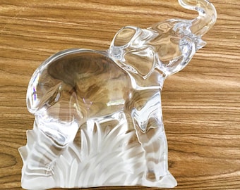 Lenox Crystal Elephant Figurine; Heavy Clear Elephant With Raised Trunk; Good Luck Piece; 1994
