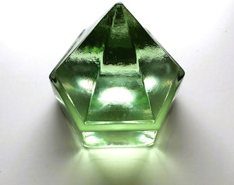 Nautical Glass Prism; Glass Deck Light; Pale Green Glass; Prismatic Paperweight; Conversation Piece