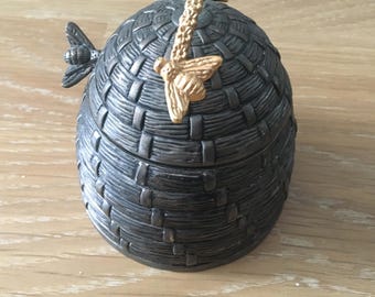 Godinger Silver-Plated Beehive Honey Pot with Honey Wand
