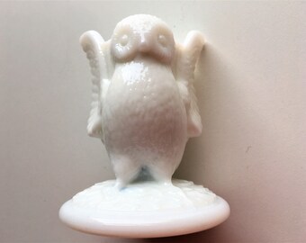 Vintage Owl Toothpick Holder|Westmoreland Milk Glass Owl|Owl Collection|Westmoreland Glass Company|Made in USA|1950's|Free Shipping