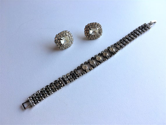 Vintage Jewelry Set|Rhinestone Bracelet and Earri… - image 2