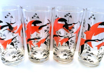 Vintage Anchor Hocking Wild Geese Tumblers|Set of Four|Excellent Condition|1950's