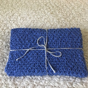 Eco organic cotton baby blanket- Sky blue baby blanket- Hand knit baby blanket- Baby boy blanket- Newborn blanket- Baby shower gift