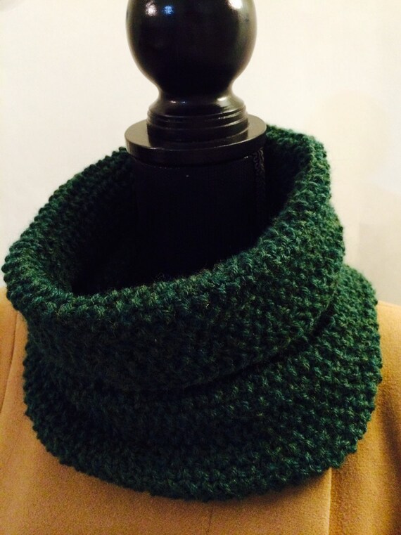 Green Cowl Mens Neck Warmer Hand Knit Neck Warmer Neck Warmer Womens Neck Warmer Warm Cowl Forest Green Cowl Father S Day Gift