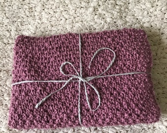 Hand Knit Organic Cotton Baby Blanket - Rose Pink Newborn Gift