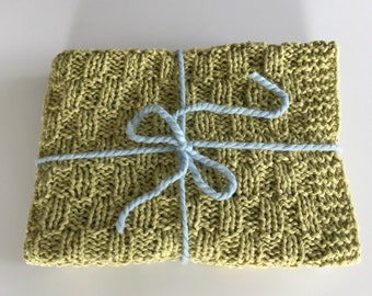Organic Cotton Knit Baby Blanket – Dusty Sage, Gender Neutral