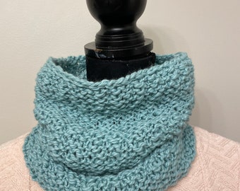 Eco organic cotton neck warmer- women knit neck warmer- sweet mint knit cowl- infinity scarf- neck warmer- gift for mom , wife or sister