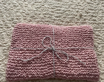 Hand Knit Organic Cotton Baby Blanket – Pink Blossom