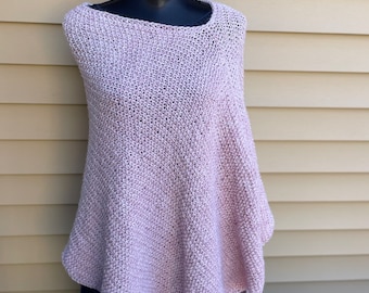 Winter women poncho- Blush pink poncho - knitted poncho - women poncho - hand knit pink poncho -Mother’s gift for her , mom , wife , sister