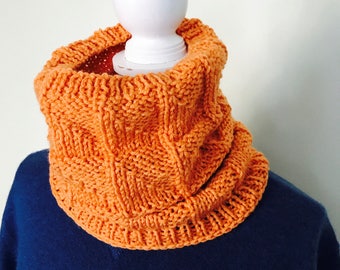 Winter Fall Neck Warmer - Orange Knit Cowl - Men Neck Warmer - Winter Accessories - Women Knit Cowl- Infinity Scarf - Gift for Him