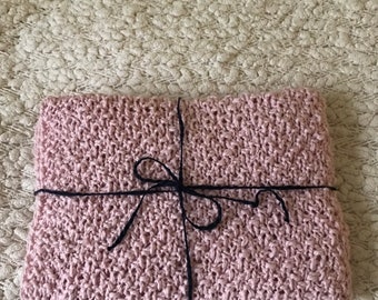 Hand Knit Organic Cotton Baby Blanket – Pink Blossom