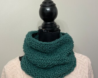 Winter neck warmer- Unisex hand knit neck warmer- green knit cowl- eco organic cotton neck warmer- women neck warmer - cotton neck warmer