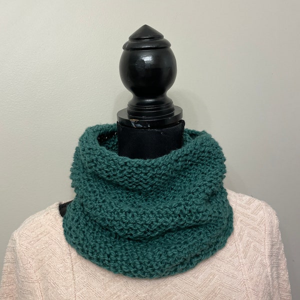 Winter neck warmer- Unisex hand knit neck warmer- green knit cowl- eco organic cotton neck warmer- women neck warmer - cotton neck warmer