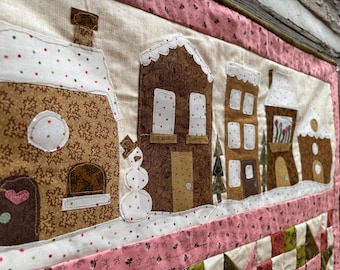 Winter on Cottage Lane PDF Gingerbread Quilt Wallhanging Pattern