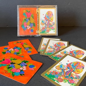 Vintage Stancraft, champignons et fruits, double jeu de cartes dans son support d'origine