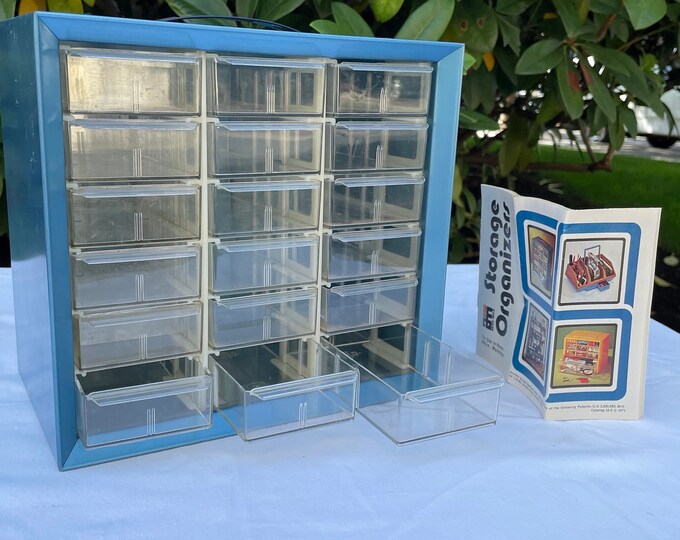 Vintage Blue Metal Storage Drawers by AKROMILS Metal Craft Storage Bin