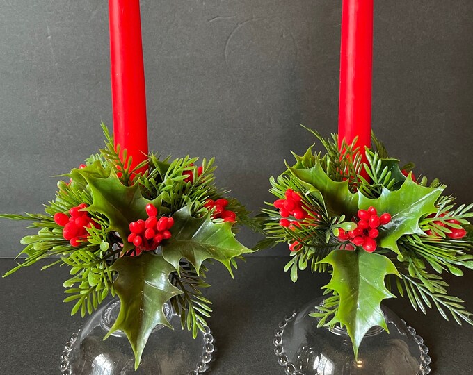 Vintage Holly Candlestick Rings, Set of Two Etsy