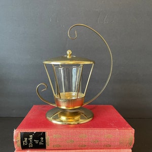 Vintage Votive Candle Light Holder, Gold Lantern Shape