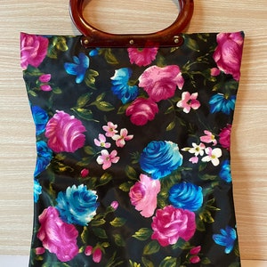 Vintage Floral Fold Over Snap Tote Bag by Lady&#39;s Pride