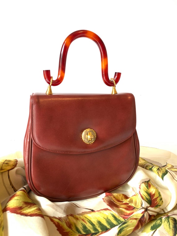 Vintage Pappagallo Purse, Small Handbag, Red Brown