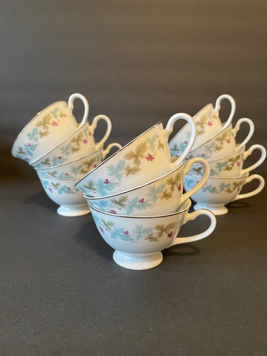 Vintage Fine China Coffee Cups Grapevine Pattern 6701 Set of Etsy