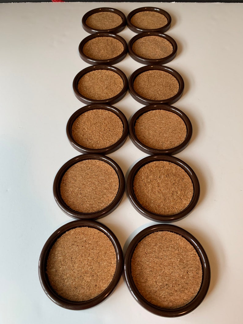 12 Vintage Drink Coasters Cork & Plastic Coaster Set Etsy