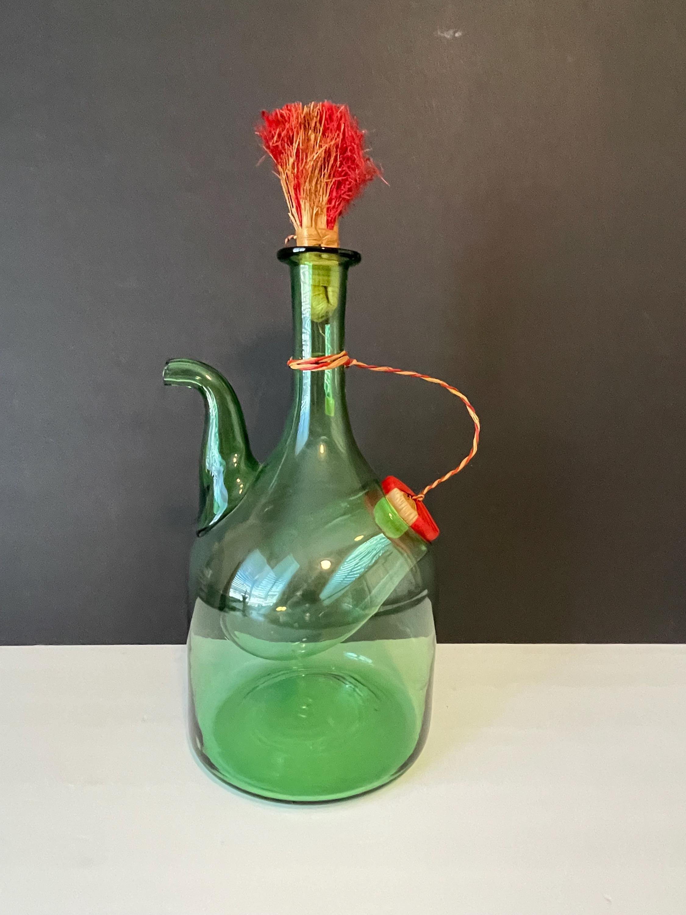 Green Glass Made in Italy Decanter - Etsy