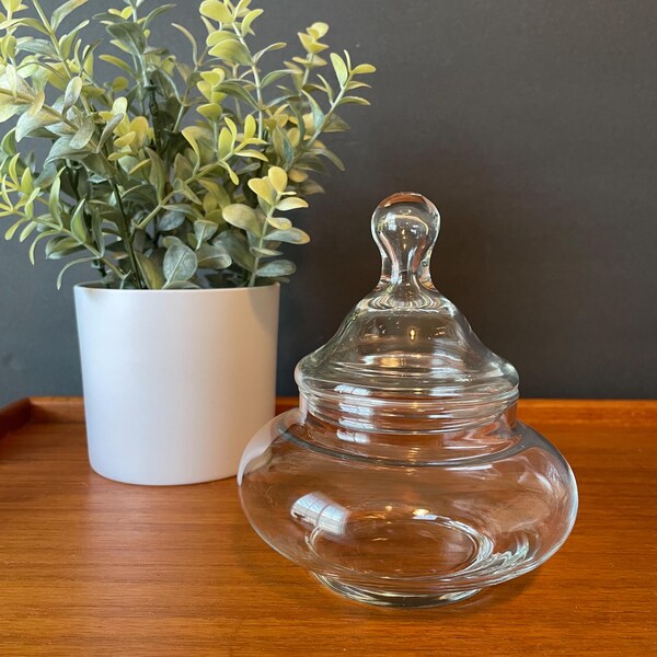 Vintage Apothecary Glass Jar, Small Glass Ginger Jar