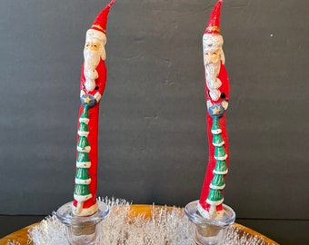Vintage St Nick Candles, Set of Two