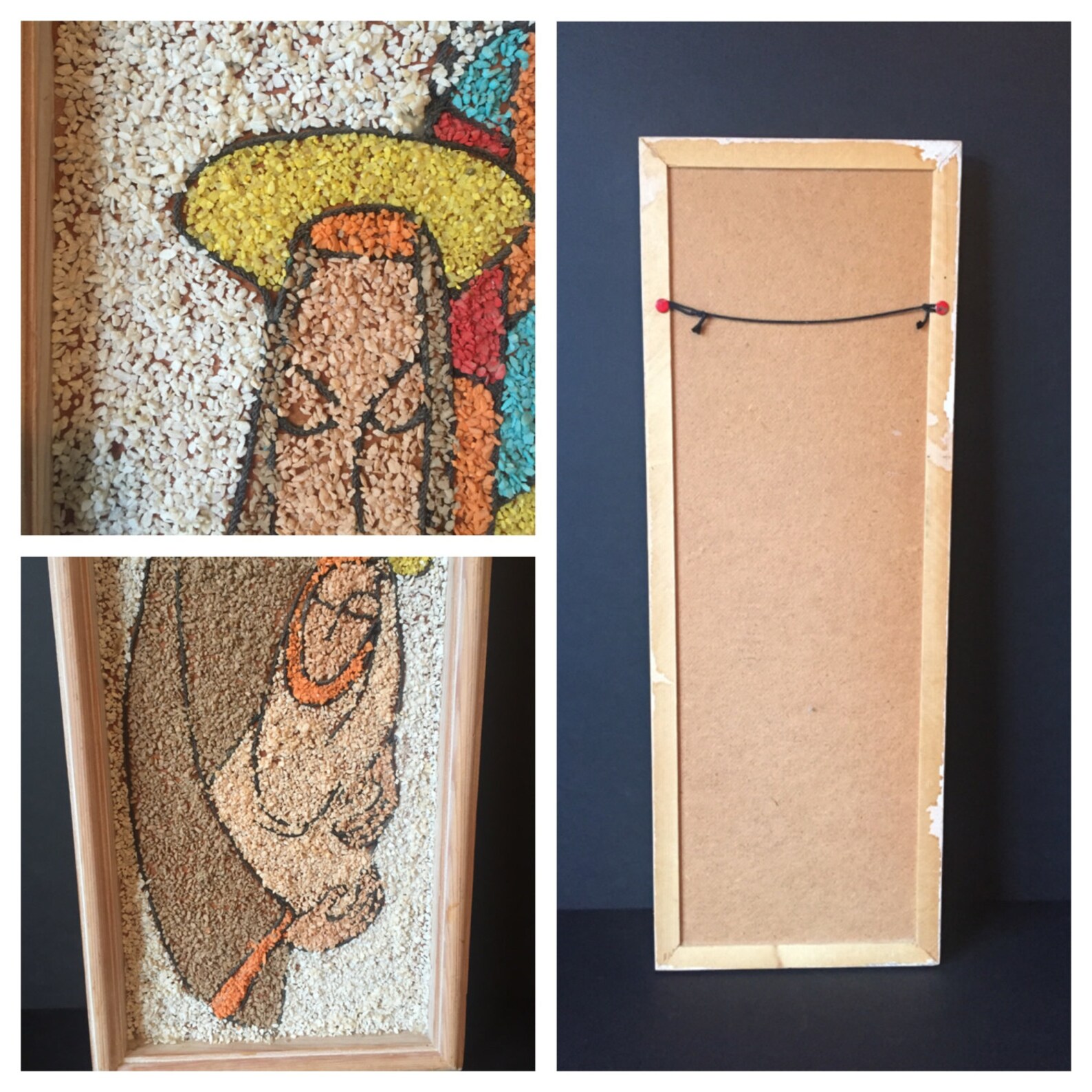 Mid Century Gravel Rock Art Gravel Wall Decor Wall Hanging Etsy