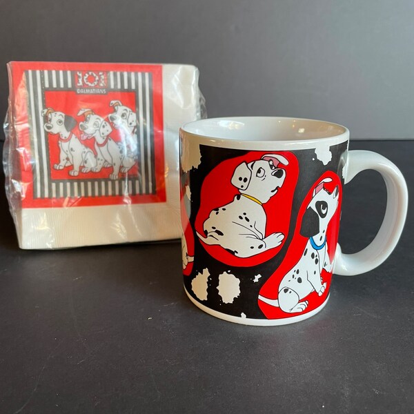 Vintage Disney "101 Dalmatians" Coffee Mug & Napkins