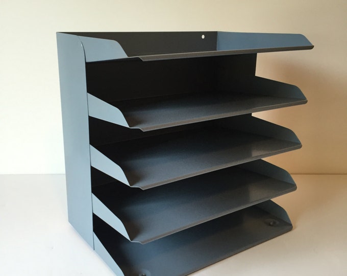 Vintage Steelmaster Blue Desk File, Steel Blue Metal Desk File Holder